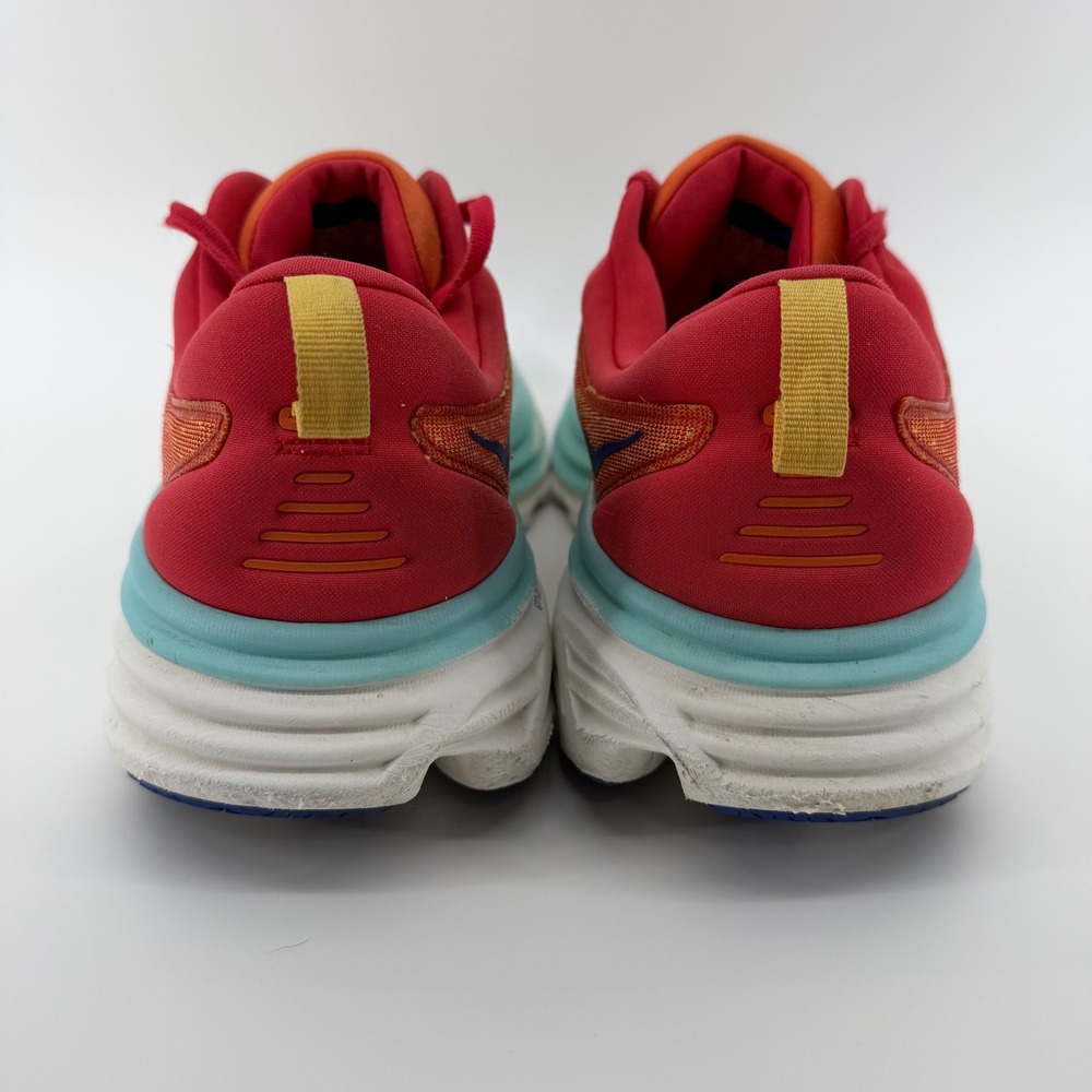 Hoka Bondi 8 Running Shoes Mens 12 2E Yellow Red Blue Wide 1127953 CRSCL - Picture 4 of 7